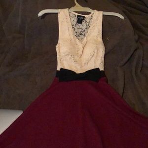Blush and maroon with black bow dress
